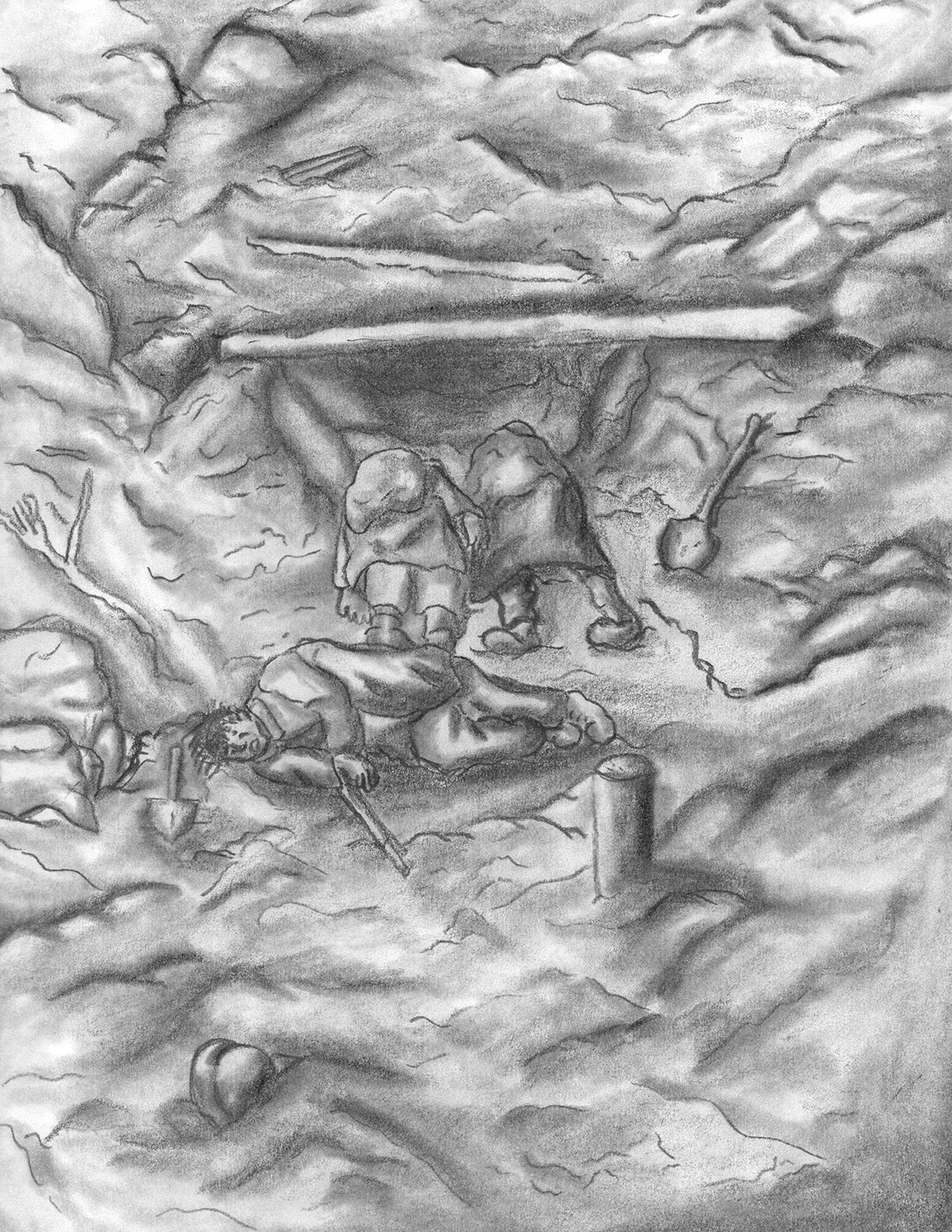 Carnage of War by Zach Blackley, graphite on paper - Innisdale Secondary School
